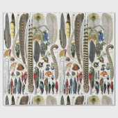 Bird Feather Wildlife Antique Feathers Art Nouveau Cadeaupapier (Vlak)