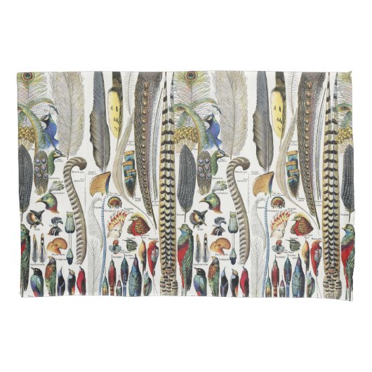 Bird Feather Wildlife Antique Feathers Art Nouveau Kussensloop (Voorkant)