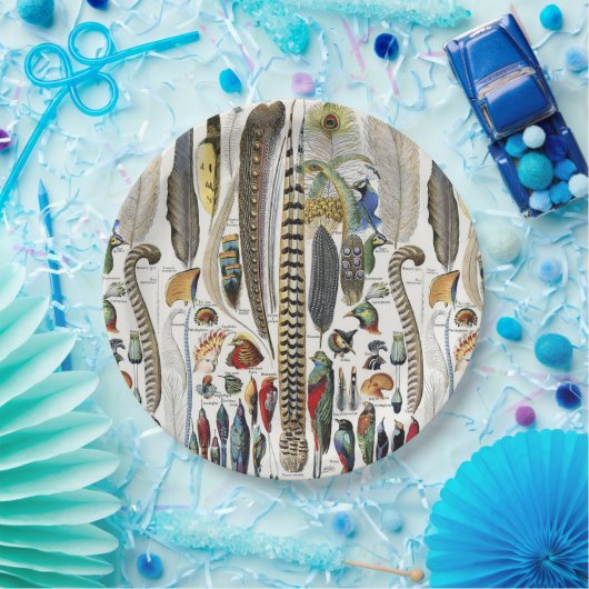 Bird Feather Wildlife Antique Feathers Art Nouveau Papieren Bordje (Feest)