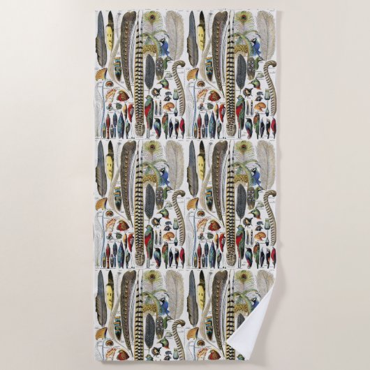 Bird Feather Wildlife Antique Feathers Art Nouveau Strandlaken (Voorkant)