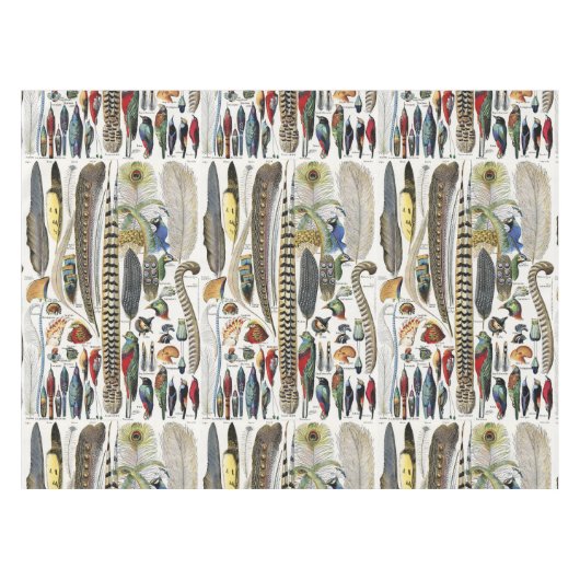 Bird Feather Wildlife Antique Feathers Art Nouveau Tafelkleed (Voorkant (Horizontaal))