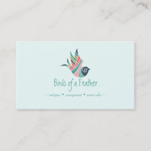 Bird Feathers Logo Bohemian Country Artistic Visitekaartje