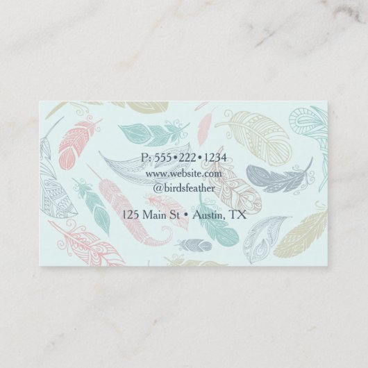 Bird Feathers Logo Bohemian Country Artistic Visitekaartje (Achterkant)