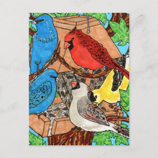Bird Feeder Gathering Briefkaart