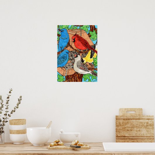 Bird Feeder Gathering Poster (Keuken)