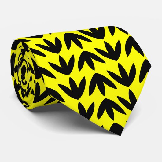 Bird Feet Pattern Black op Yellow Stropdas (Opgerold)