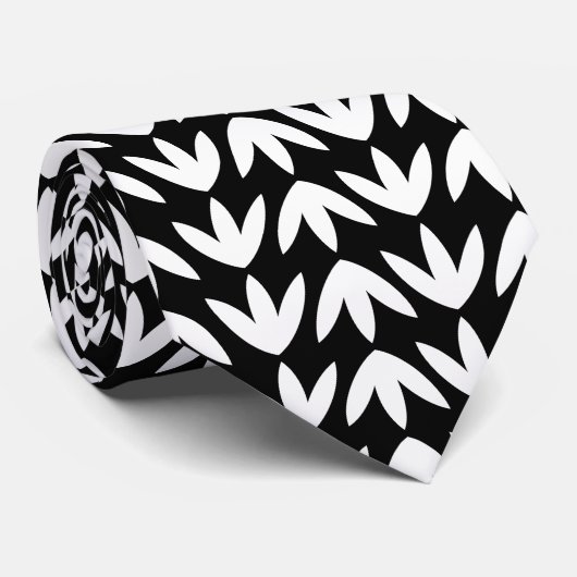 Bird Feet Pattern White op Black Stropdas (Opgerold)