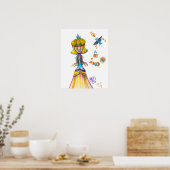 Bird Fish Lady Abstracte Doodle Art Print (Keuken)
