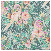 BIRD Floral Parrot Waterverf Stof (Swatch)