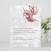 Bird & Floral Wedding Invitation Kaart (Staand voorkant)