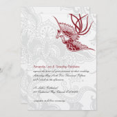 Bird & Floral Wedding Invitation Kaart (Voorkant / Achterkant)