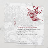 Bird & Floral Wedding Jubileum Party Invite Kaart (Voorkant / Achterkant)