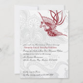 Bird & Floral Wedding Jubileum Party Invite Kaart (Voorkant)