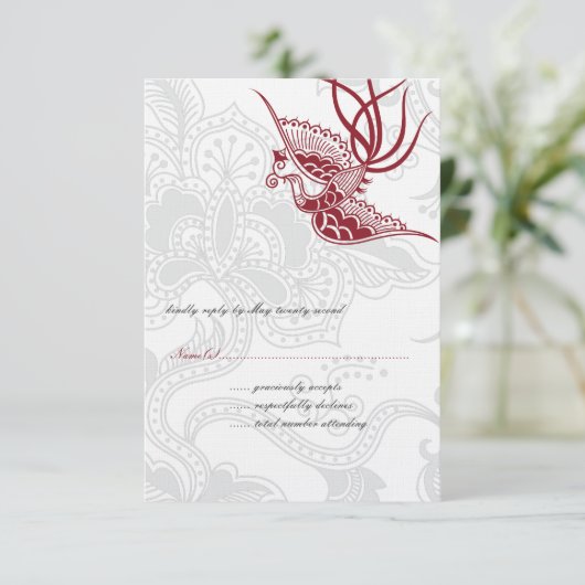 Bird & Floral Wedding RSVP-kaarten RSVP Kaartje (Staand voorkant)