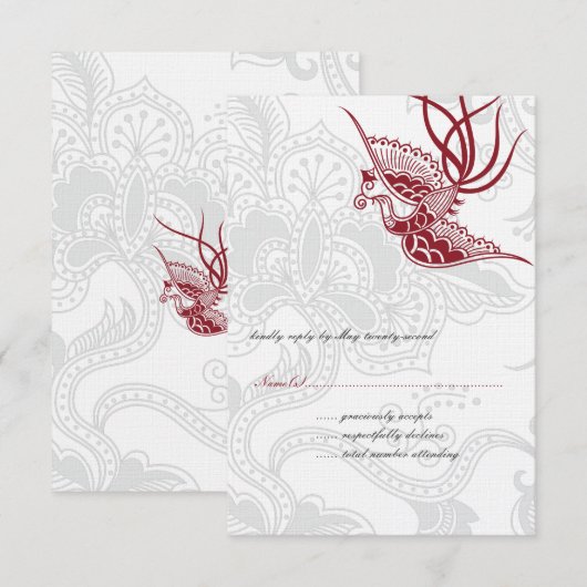 Bird & Floral Wedding RSVP-kaarten RSVP Kaartje (Voorkant / Achterkant)