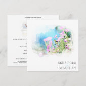 *~* Bird Flower AR12 QR PHOTO RSVP Wedding Kaart (Voorkant / Achterkant)