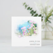 *~* Bird Flower AR12 QR PHOTO RSVP Wedding Kaart (Staand voorkant)