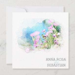 *~* Bird Flower AR12 QR PHOTO RSVP Wedding Kaart