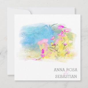 *~* Bird Flower Artsy AR12 QR FOTO RSVP Huwelijk Kaart