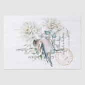 Bird Flower French Script Postmark Decoupage Tissuepapier (Voorkant)