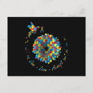 Bird Flower Ribbon Puzzle Live Love Autism Briefkaart