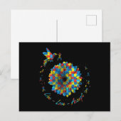 Bird Flower Ribbon Puzzle Live Love Autism Briefkaart (Voorkant / Achterkant)