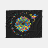 Bird Flower Ribbon Puzzle Live Love Autism Fleece Deken (Voorkant (Horizontaal))