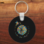 Bird Flower Ribbon Puzzle Live Love Autism Sleutelhanger (Voorkant)