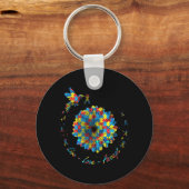 Bird Flower Ribbon Puzzle Live Love Autism Sleutelhanger (Voorkant)