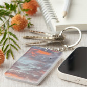 Bird Flying Pink Clouds Sky Photo Sleutelhanger (Voorkant Rechts)