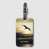 Bird Flying Silhouette Sunset Gepersonaliseerd Bagagelabel (Voorkant (verticaal))