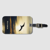 Bird Flying Silhouette Sunset Gepersonaliseerd Bagagelabel (Voorkant (horizontaal))