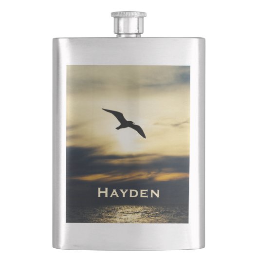 Bird Flying Silhouette Sunset Gepersonaliseerd Flacon (Voorkant)