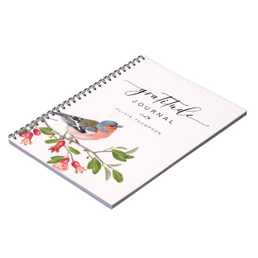Bird Foliage Gratitude Journal Specialized Pink Notitieboek (Linkerzijde)