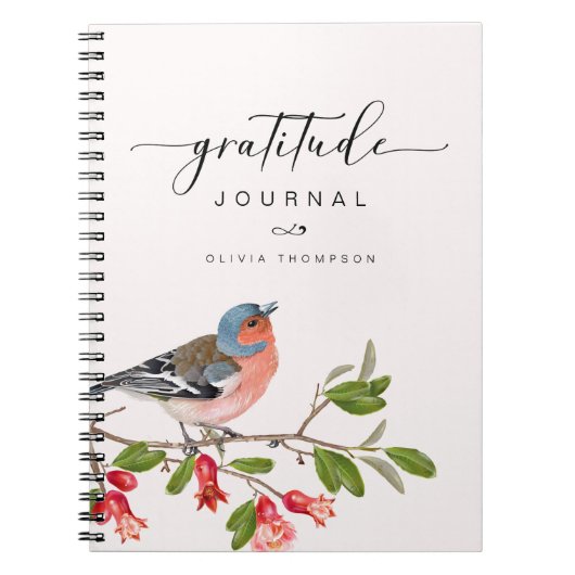 Bird Foliage Gratitude Journal Specialized Pink Notitieboek (Voorkant)