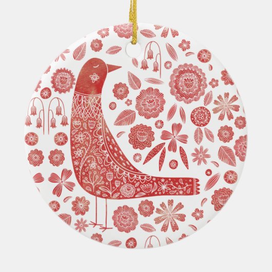 Bird Folk Art Keramisch Ornament (Achterkant)