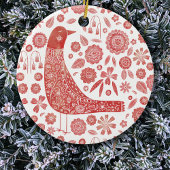 Bird Folk Art Keramisch Ornament
