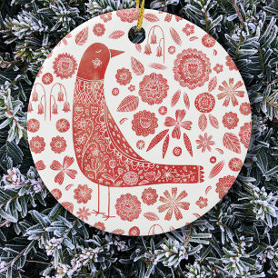Bird Folk Art Keramisch Ornament