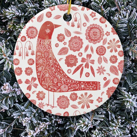 Bird Folk Art Keramisch Ornament