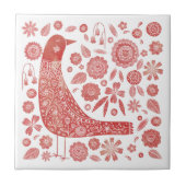 Bird Folk Art Tegeltje (Voorkant)