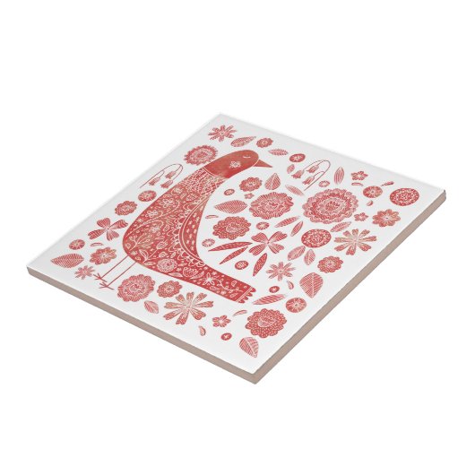 Bird Folk Art Tegeltje (Zijkant)