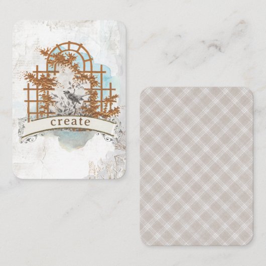 Bird Gold Trellis Craft Junk Journal Kaart Notitiekaartje (Voorkant / Achterkant)