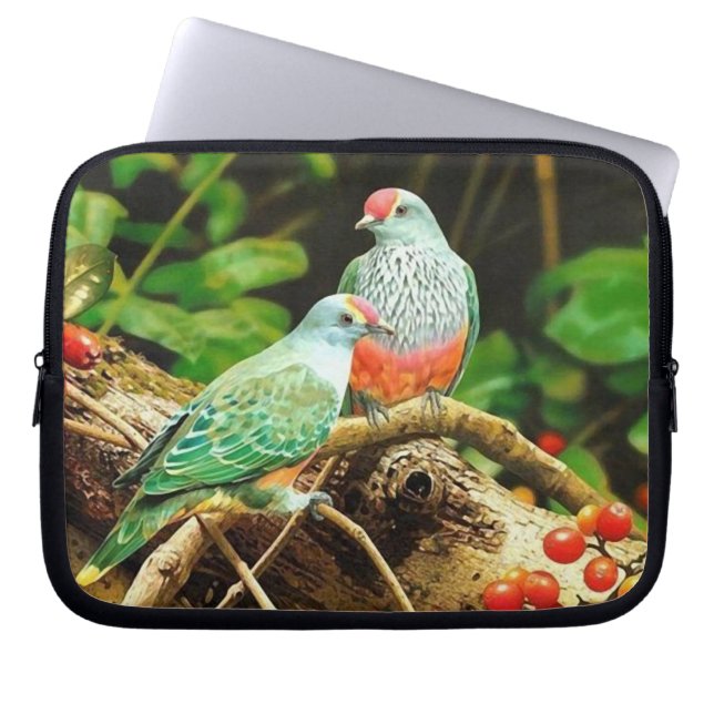 Bird green_funda laptop sleeve (Voorkant)