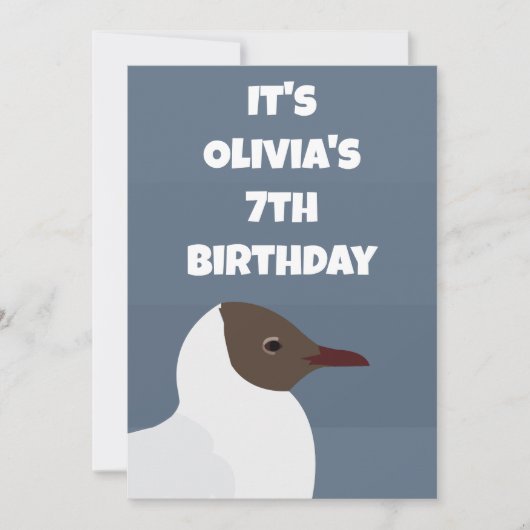 Bird Gull Seagull Kids Verjaardagsfeestje Kaart (Voorkant)