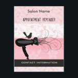 Bird Hair Stylist Beauty Salon Afspraak Briefkaart<br><div class="desc">Schattigee vriendelijke illustratie met schoonheidssalon haardroger met een spotvogel zitten op de top van het. Illustratie wervelingen komen uit de haardroger. Bloemroze achtergrond voegt de girly girl & feminine touch Texted for Hair Stylist Salon afspraak herinnering, maar tekst is volledig aanpasbaar en biedt voldoende ruimte voor uw persoonlijke bericht of...</div>