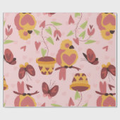 Bird Heart Love Vlinders romance valentijnen Cadeaupapier (Vlak)