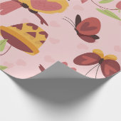 Bird Heart Love Vlinders romance valentijnen Cadeaupapier (Hoek)