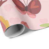 Bird Heart Love Vlinders romance valentijnen Cadeaupapier (Rol Hoek)