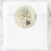  Bird, Holly & Happy Christmas Scroll Ronde Sticker (Tas)