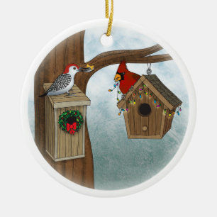 Bird House Holiday Keramisch Ornament